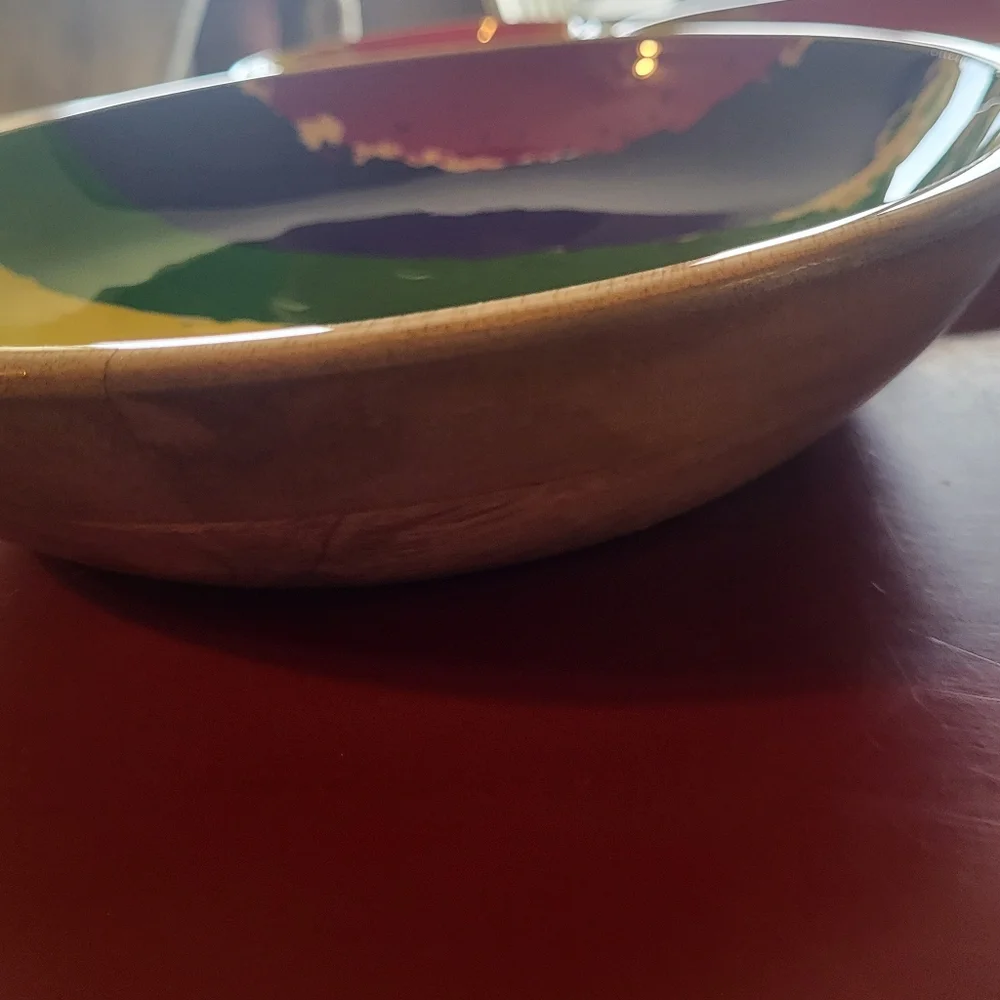 3 Kitchen Bowl Set Wooden Rainbow Pride Pattern Spotisan Multicolor New India